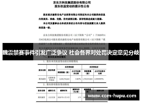 魏震禁赛事件引发广泛争议 社会各界对处罚决定意见分歧