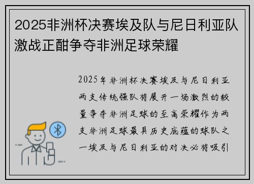 2025非洲杯决赛埃及队与尼日利亚队激战正酣争夺非洲足球荣耀
